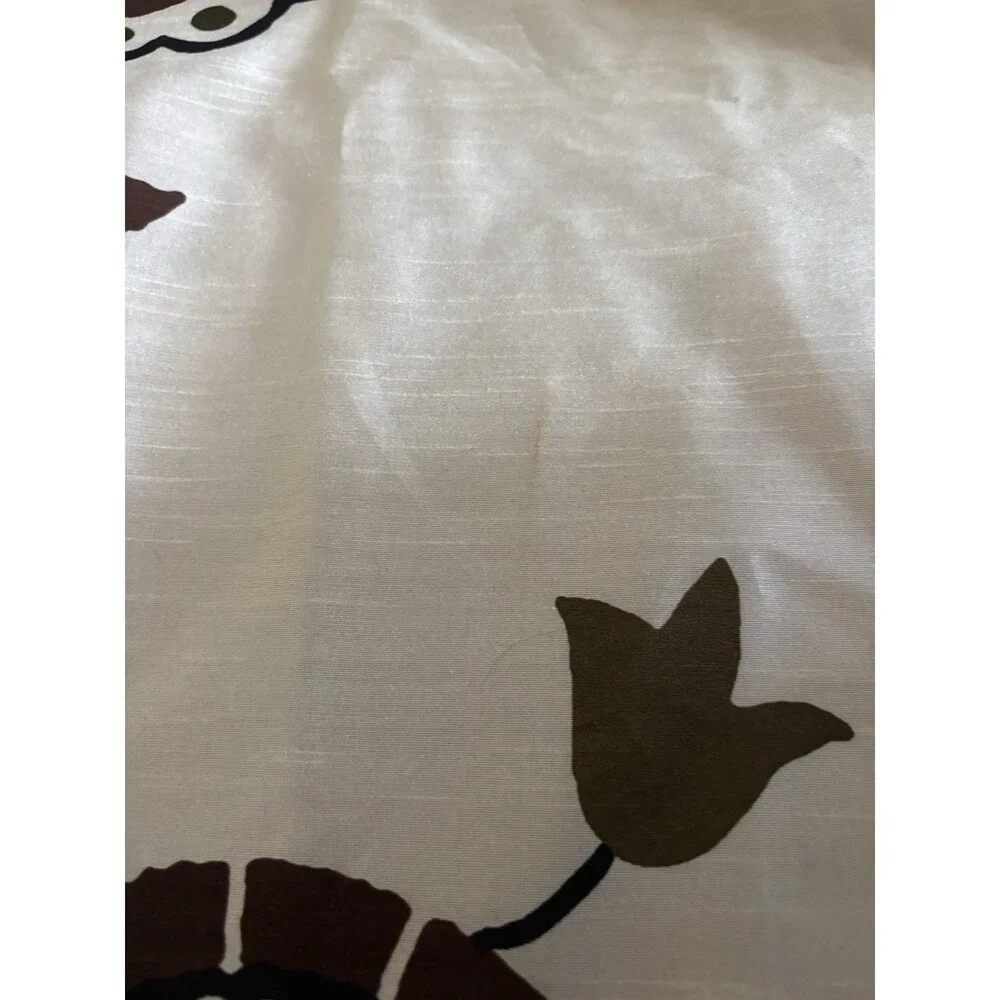 Pier 1 Imports West End Window Curtain Panels Floral Boho Cream Gold Brown Set 2
